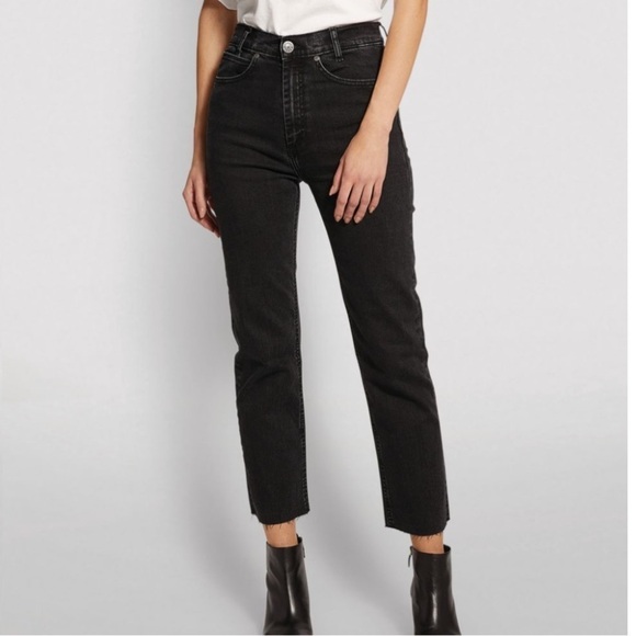 Sandro Jayn High-Rise Straight-Leg Ankle Jeans in Black - Picture 1 of 10
